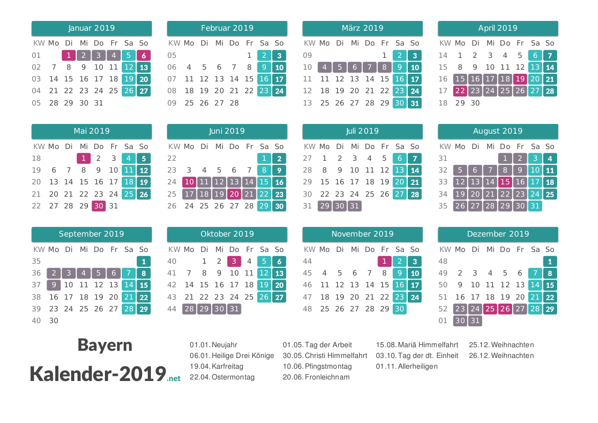 FERIEN Bayern 2019 - Ferienkalender & Übersicht