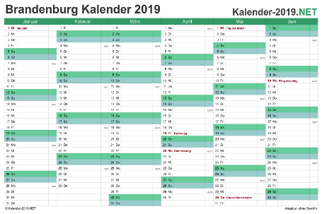 Brandenburg Halbjahreskalender 2019 Vorschau