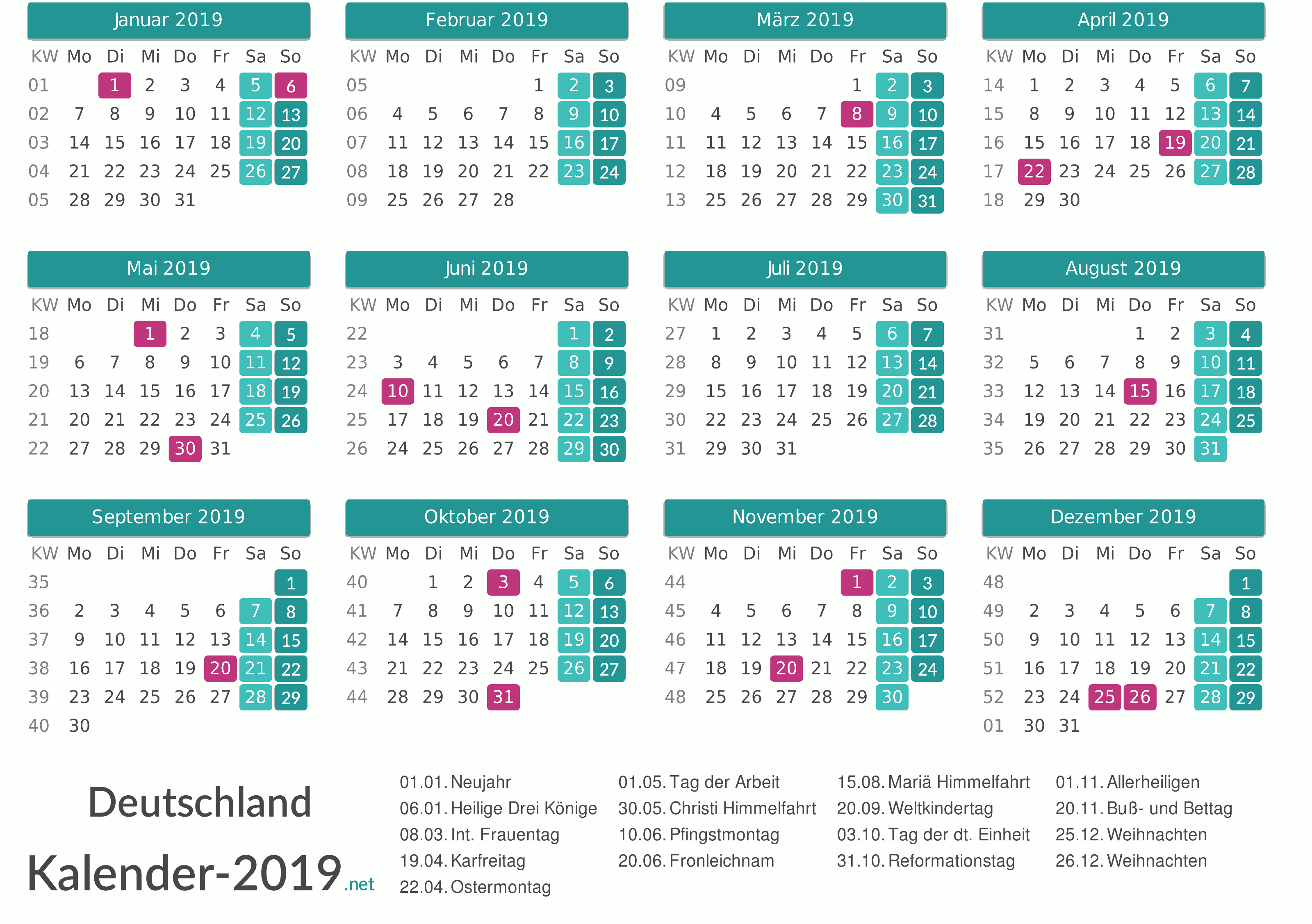 Kalenderwoche Deutschland