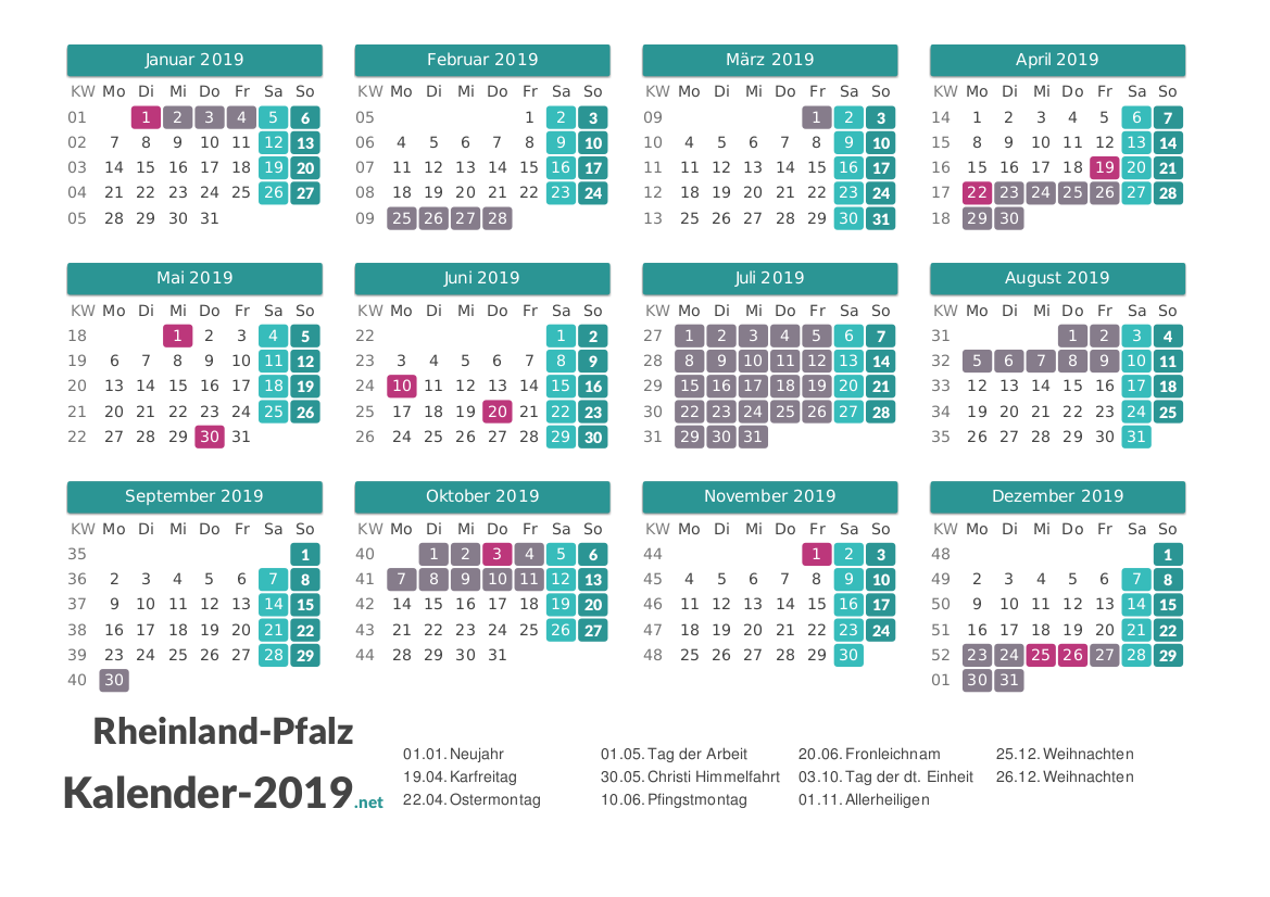 Kalender 2021 Rlp Mit Ferien Und Feiertagen Zum Ausdrucken
