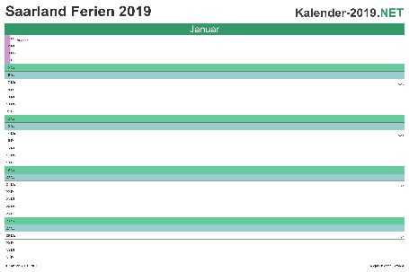 Monatskalender mit Ferien Saarland 2019 Vorschau