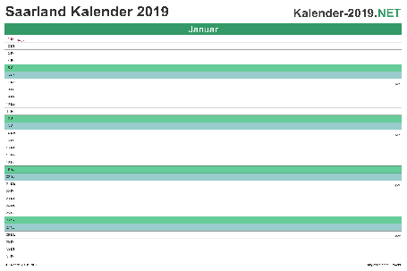 Vorschau Monatskalender 2019 für EXCEL Saarland