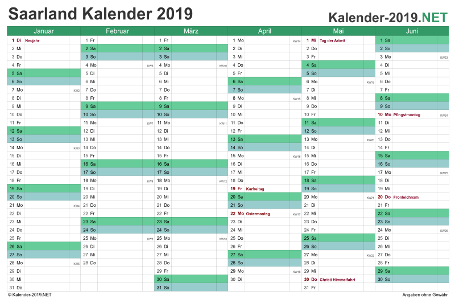 Saarland Halbjahreskalender 2019 Vorschau