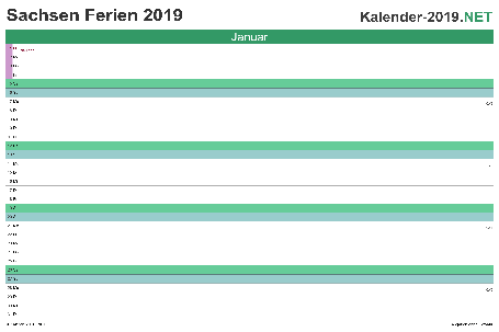 Monatskalender mit Ferien Sachsen 2019 Vorschau