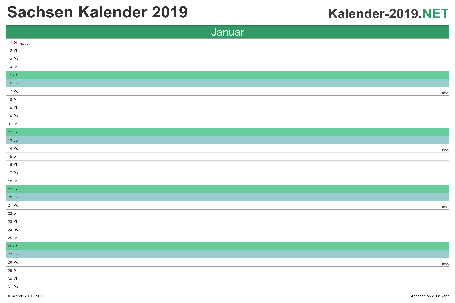 Vorschau Monatskalender 2019 für EXCEL Sachsen