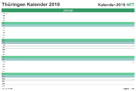 Vorschau Monatskalender 2019 für EXCEL Thüringen